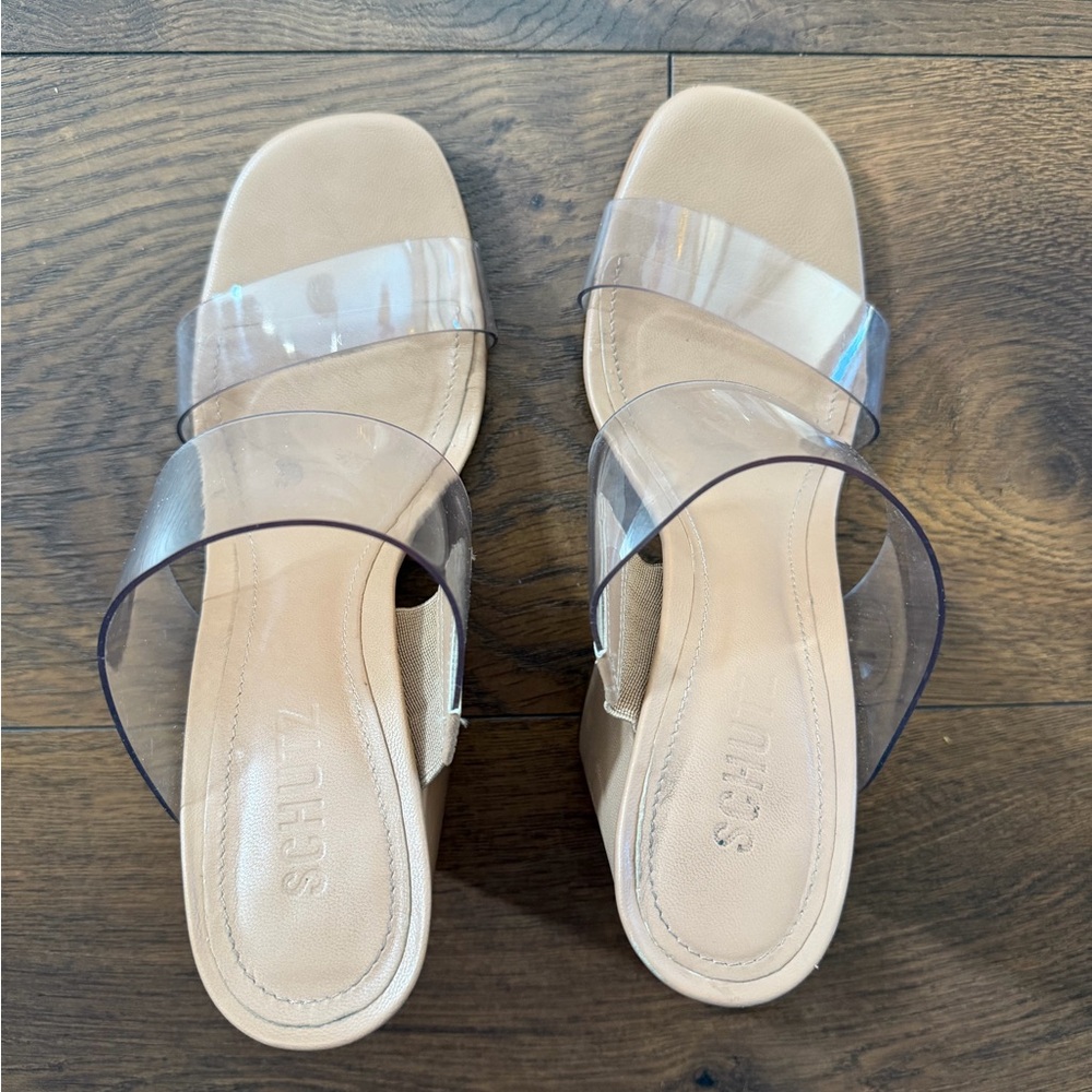 SCHUTZ Women's Clear Strap Sandals - Beige